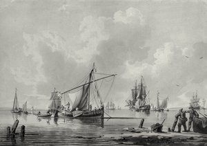 Rio com navegação, século XVIII (desenho)